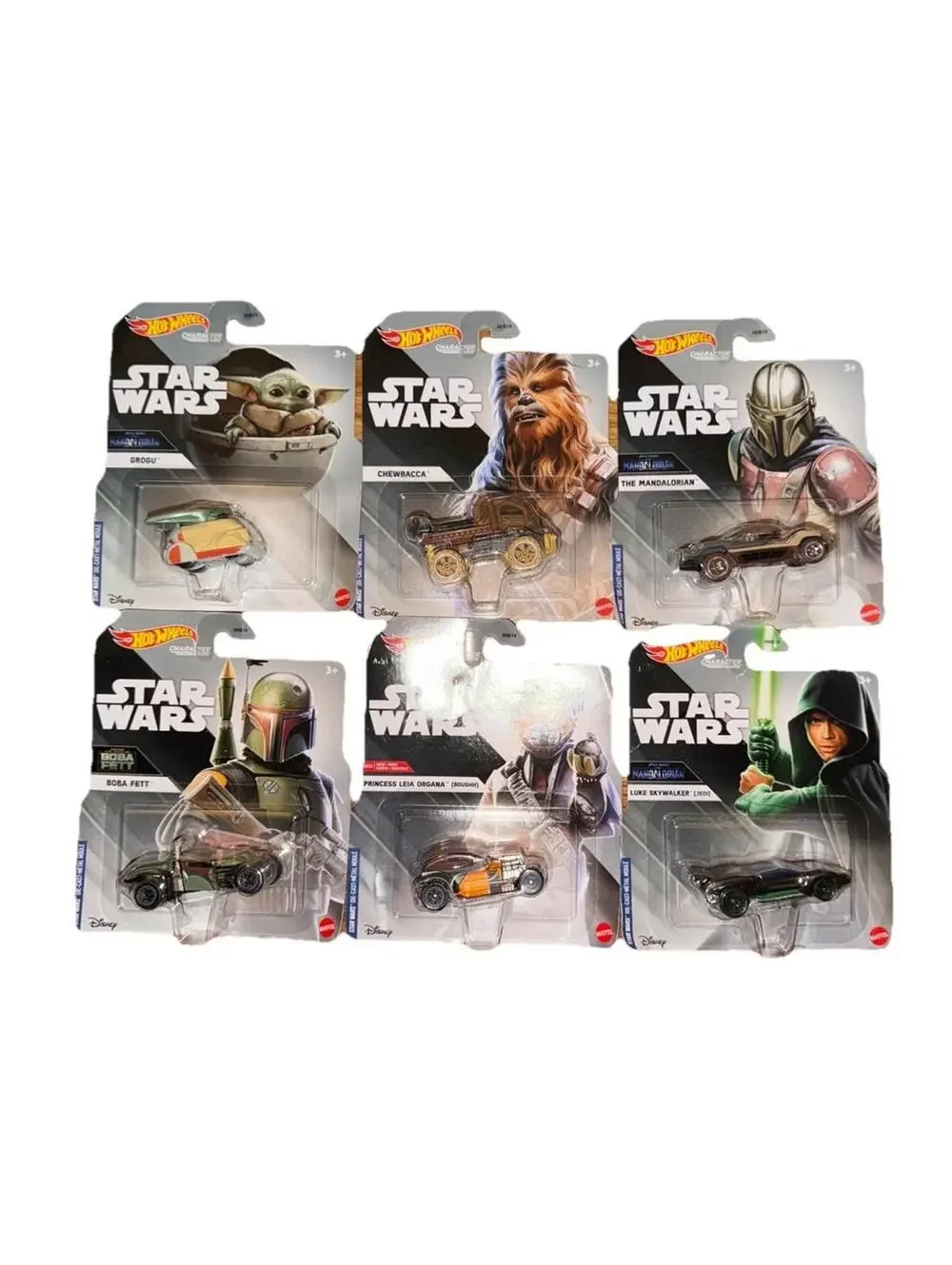 Hot Wheels Character Cars-Star Wars Complete Set of 6 Brand New Grogu Leía Luke
